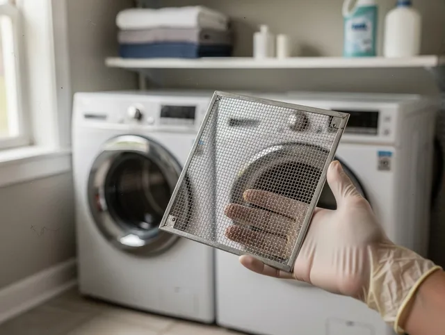 Bluffton Dryer Vent Cleaning specialist performing detailed lint trap cleaning service in Bluffton