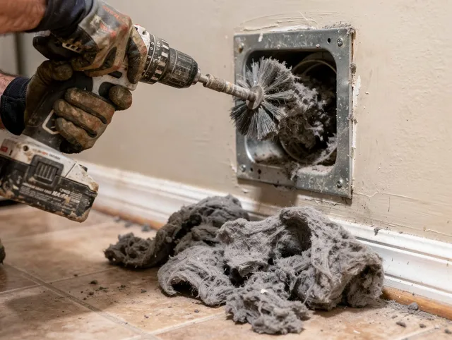 Certified Bluffton Dryer Vent Cleaning technician performing dryer vent cleaning in Bluffton