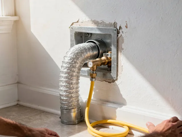 Bluffton Dryer Vent Cleaning certified technician performing specialized gas dryer vent cleaning in Bluffton